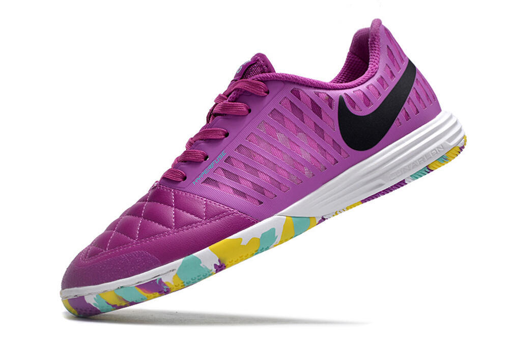 Nike Lunar Gato 2 IC Low-Tops Soccer Shoes - Purple/Black/Rainbow 5