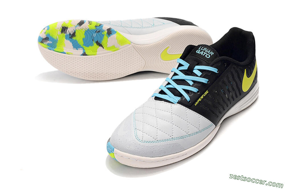 Nike Lunar Gato 2 IC Low-Tops Soccer Shoes - Black/Blue/Yellow 0