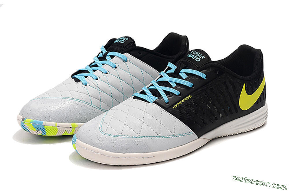 Nike Lunar Gato 2 IC Low-Tops Soccer Shoes - Black/Blue/Yellow 2