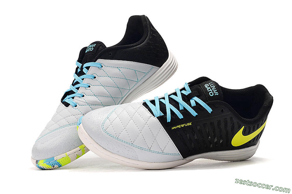 Nike Lunar Gato 2 IC Low-Tops Soccer Shoes - Black/Blue/Yellow 3