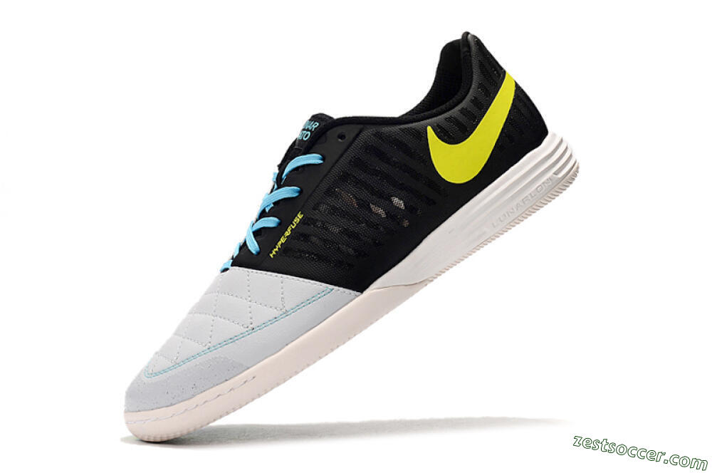 Nike Lunar Gato 2 IC Low-Tops Soccer Shoes - Black/Blue/Yellow 5