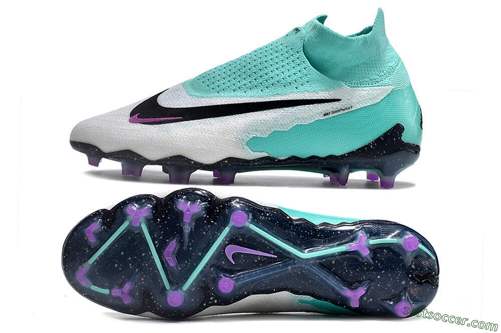 Nike Phantom GX Elite DF FG High-Tops Soccer Cleats - White/Purple/Jade 1