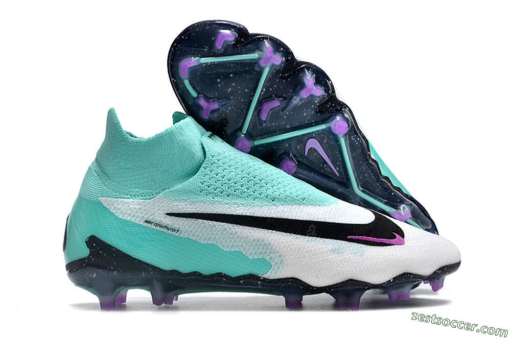 Nike Phantom GX Elite DF FG High-Tops Soccer Cleats - White/Purple/Jade 0
