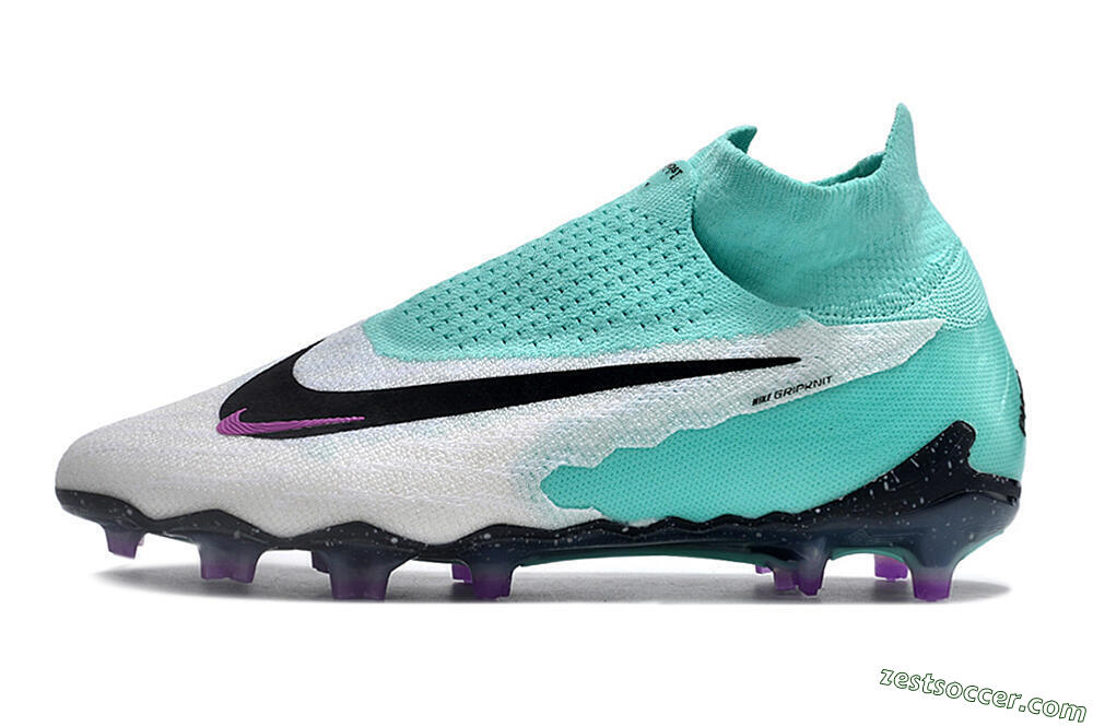 Nike Phantom GX Elite DF FG High-Tops Soccer Cleats - White/Purple/Jade 2