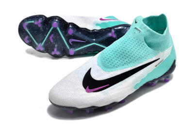 Nike Phantom GX Elite DF FG High-Tops Soccer Cleats - White/Purple/Jade