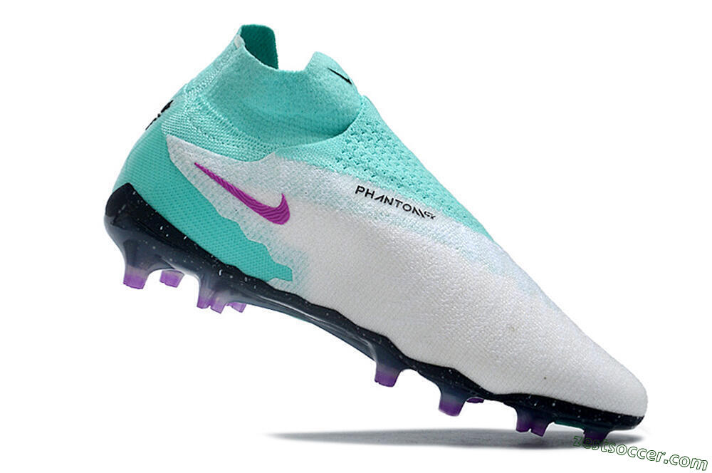 Nike Phantom GX Elite DF FG High-Tops Soccer Cleats - White/Purple/Jade 4