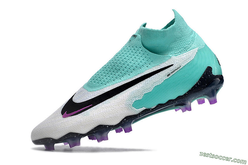 Nike Phantom GX Elite DF FG High-Tops Soccer Cleats - White/Purple/Jade 5