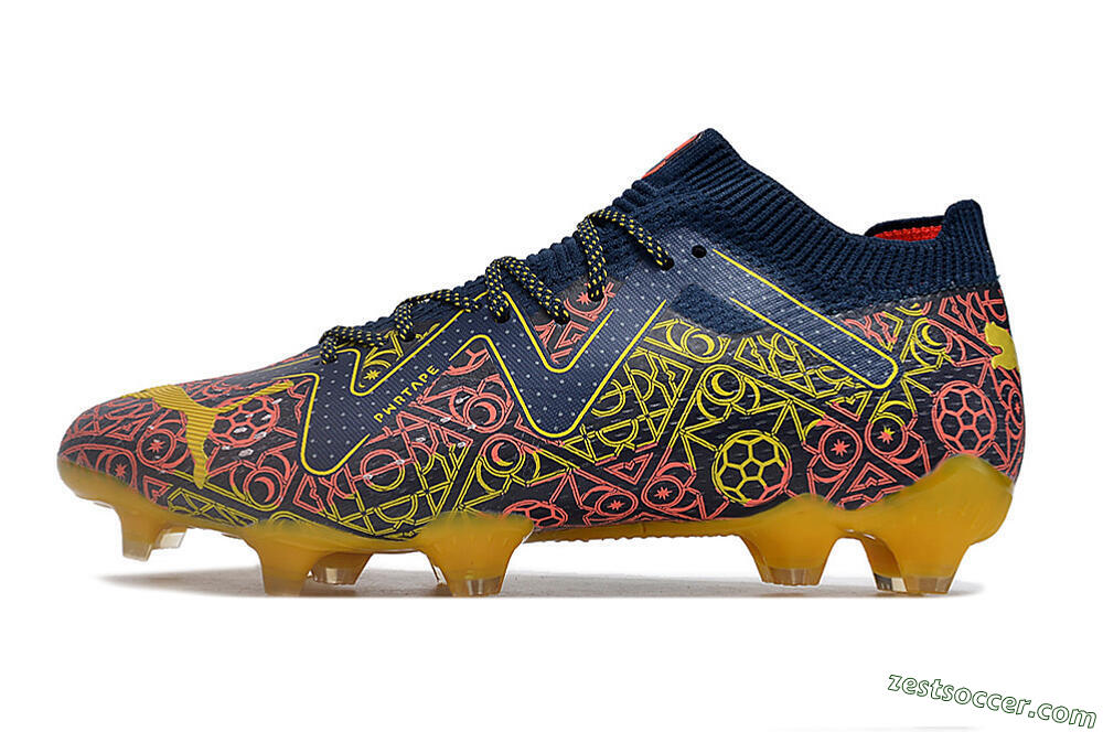 Puma Future Ultimate Limited Edition FG Low-Tops Soccer Cleats - Blue/Yellow/Red 2
