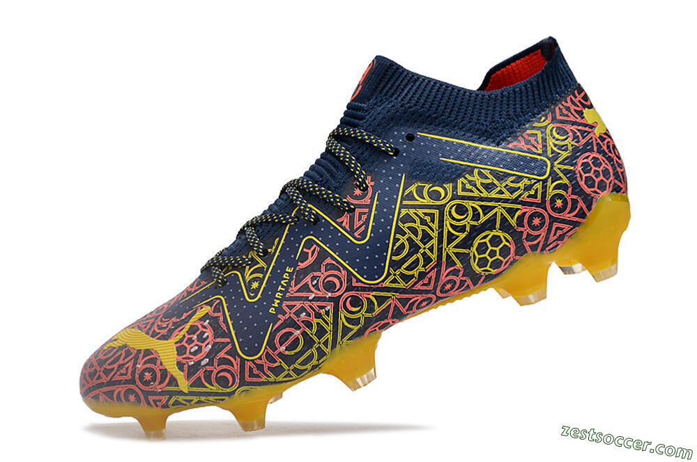 Puma Future Ultimate Limited Edition FG Low-Tops Soccer Cleats - Blue/Yellow/Red 5