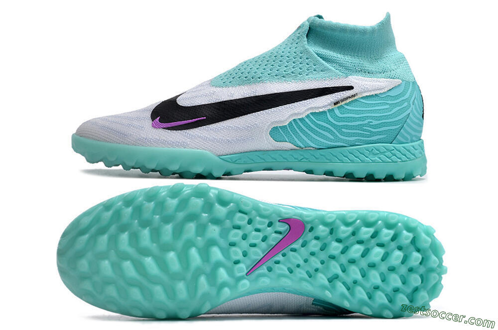 Nike Phantom GX Elite DF Link TF High-Tops Soccer Shoes - White/Black/Jade 1