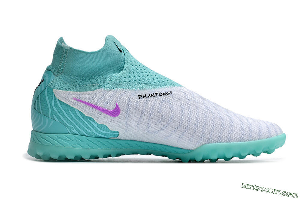 Nike Phantom GX Elite DF Link TF High-Tops Soccer Shoes - White/Black/Jade 7