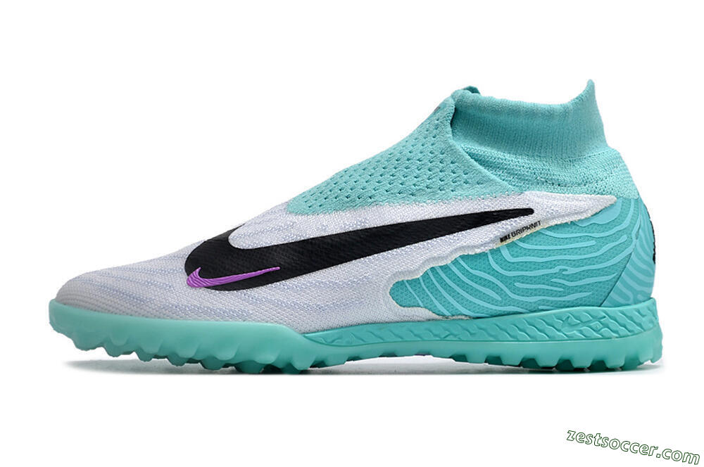 Nike Phantom GX Elite DF Link TF High-Tops Soccer Shoes - White/Black/Jade 2