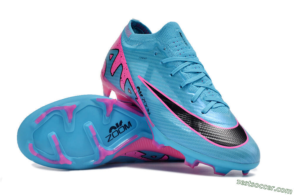 Nike Air Zoom Mercurial Vapor 15 Elite FG Low-Tops Soccer Cleats - Blue/Pink/Black 3