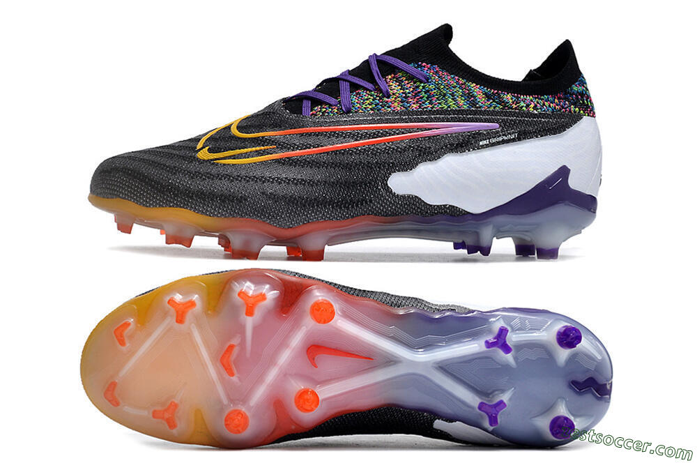Nike Phantom GX Elite FG Low-Tops Soccer Cleats - Black/Purple/Rainbow 1