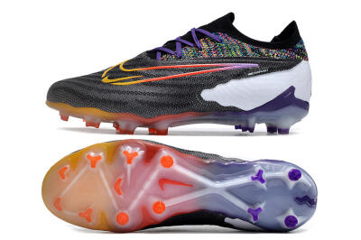 Nike Phantom GX Elite FG Low-Tops Soccer Cleats - Black/Purple/Rainbow
