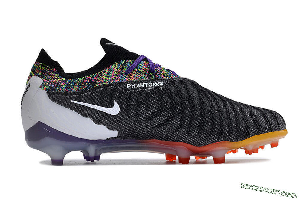 Nike Phantom GX Elite FG Low-Tops Soccer Cleats - Black/Purple/Rainbow 7