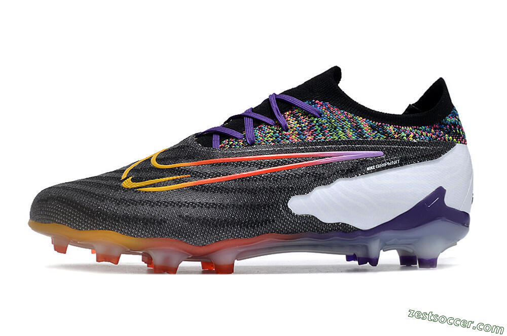 Nike Phantom GX Elite FG Low-Tops Soccer Cleats - Black/Purple/Rainbow 2