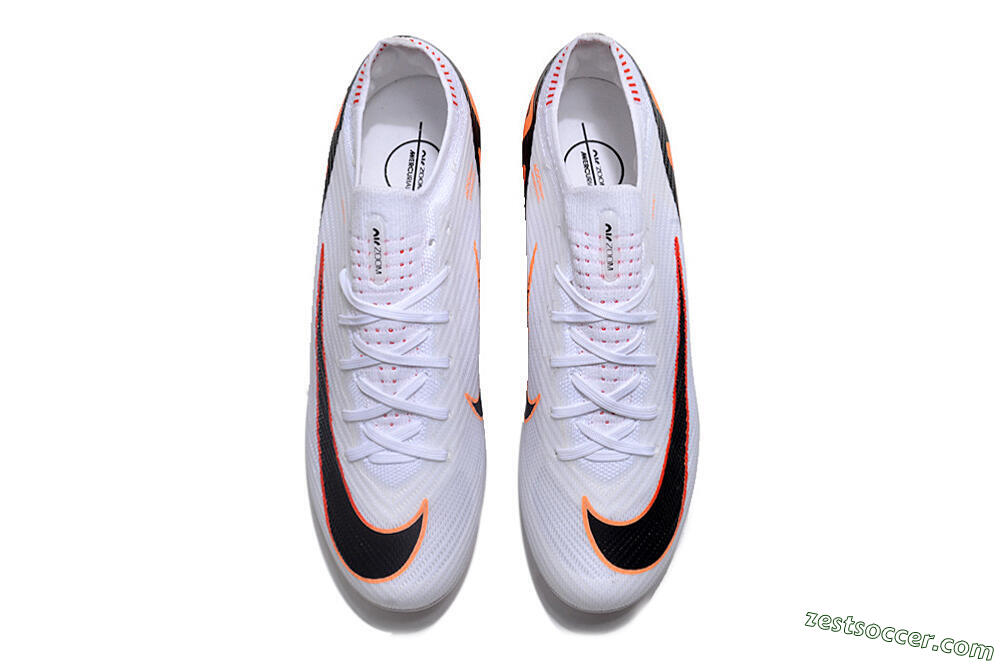 Nike Air Zoom Mercurial Vapor 15 Elite FG Low-Tops Soccer Cleats - White/Orange/Black 4