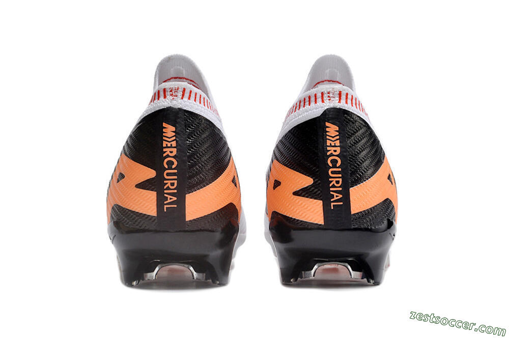 Nike Air Zoom Mercurial Vapor 15 Elite FG Low-Tops Soccer Cleats - White/Orange/Black 5