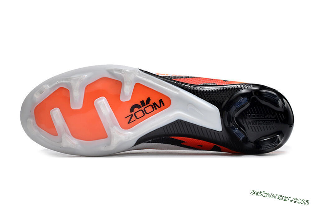 Nike Air Zoom Mercurial Vapor 15 Elite FG Low-Tops Soccer Cleats - White/Orange/Black 6