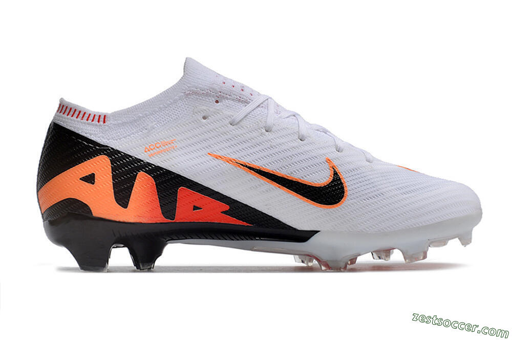 Nike Air Zoom Mercurial Vapor 15 Elite FG Low-Tops Soccer Cleats - White/Orange/Black 7