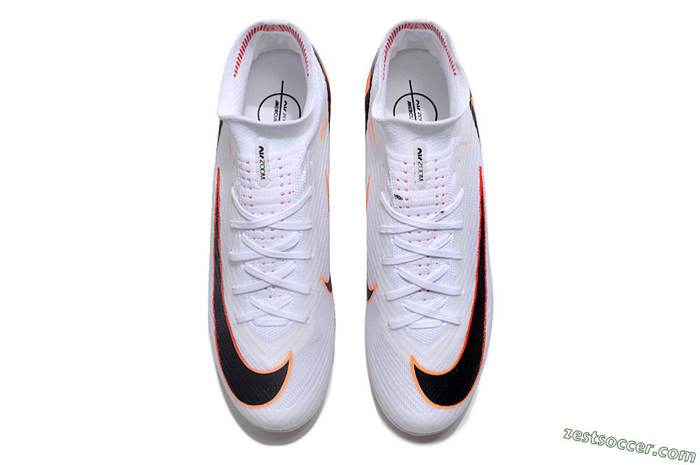 Nike Air Zoom Mercurial Superfly 9 Elite FG High-Tops Soccer Cleats - White/Orange/Black 7