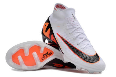 Nike Air Zoom Mercurial Superfly 9 Elite FG High-Tops Soccer Cleats - White/Orange/Black