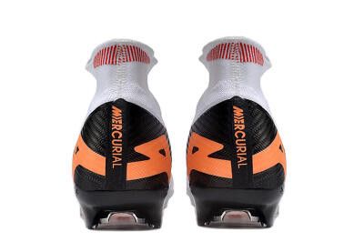 Nike Air Zoom Mercurial Superfly 9 Elite FG High-Tops Soccer Cleats - White/Orange/Black