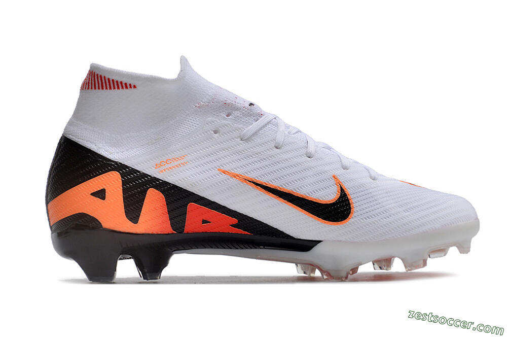 Nike Air Zoom Mercurial Superfly 9 Elite FG High-Tops Soccer Cleats - White/Orange/Black 6