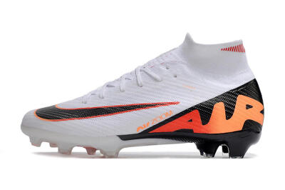 Nike Air Zoom Mercurial Superfly 9 Elite FG High-Tops Soccer Cleats - White/Orange/Black