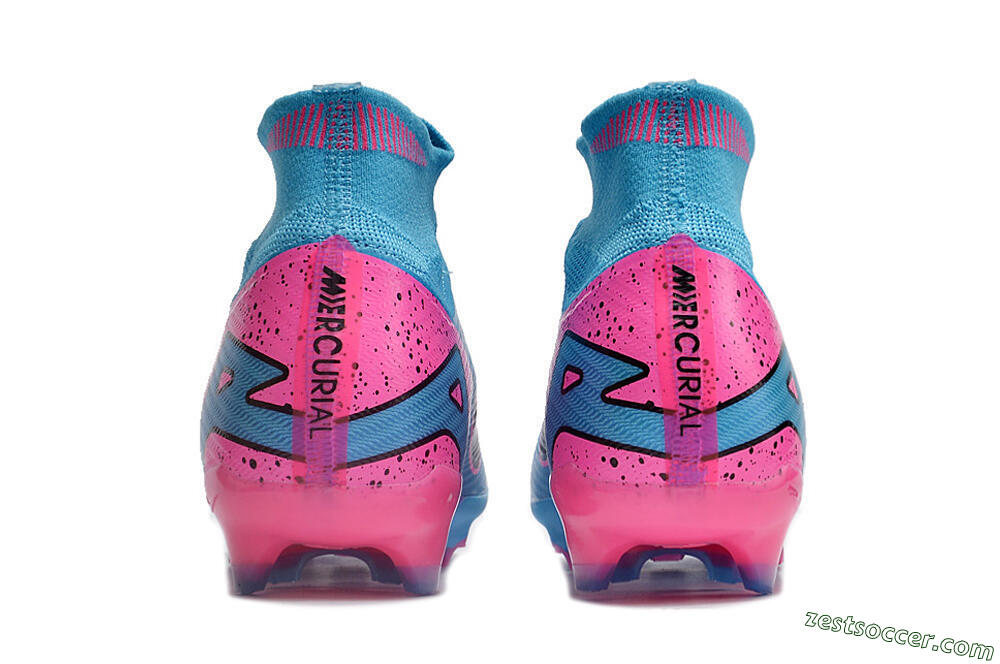 Nike Air Zoom Mercurial Superfly 9 Elite FG High-Tops Soccer Cleats - Blue/Pink/Black 5