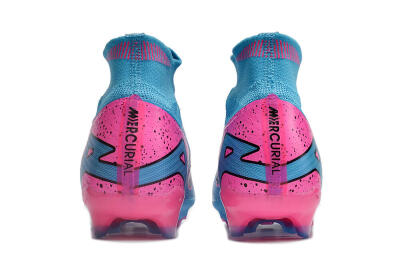 Nike Air Zoom Mercurial Superfly 9 Elite FG High-Tops Soccer Cleats - Blue/Pink/Black