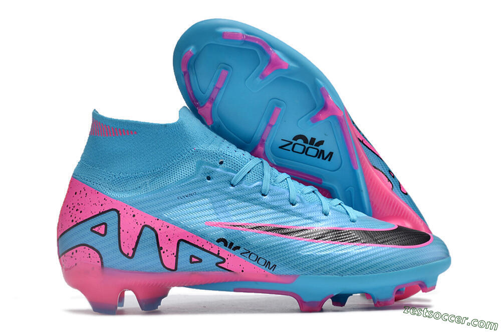 Nike Air Zoom Mercurial Superfly 9 Elite FG High-Tops Soccer Cleats - Blue/Pink/Black 0