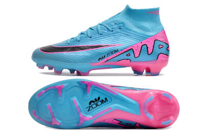Nike Air Zoom Mercurial Superfly 9 Elite FG High-Tops Soccer Cleats - Blue/Pink/Black