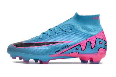 Nike Air Zoom Mercurial Superfly 9 Elite FG High-Tops Soccer Cleats - Blue/Pink/Black