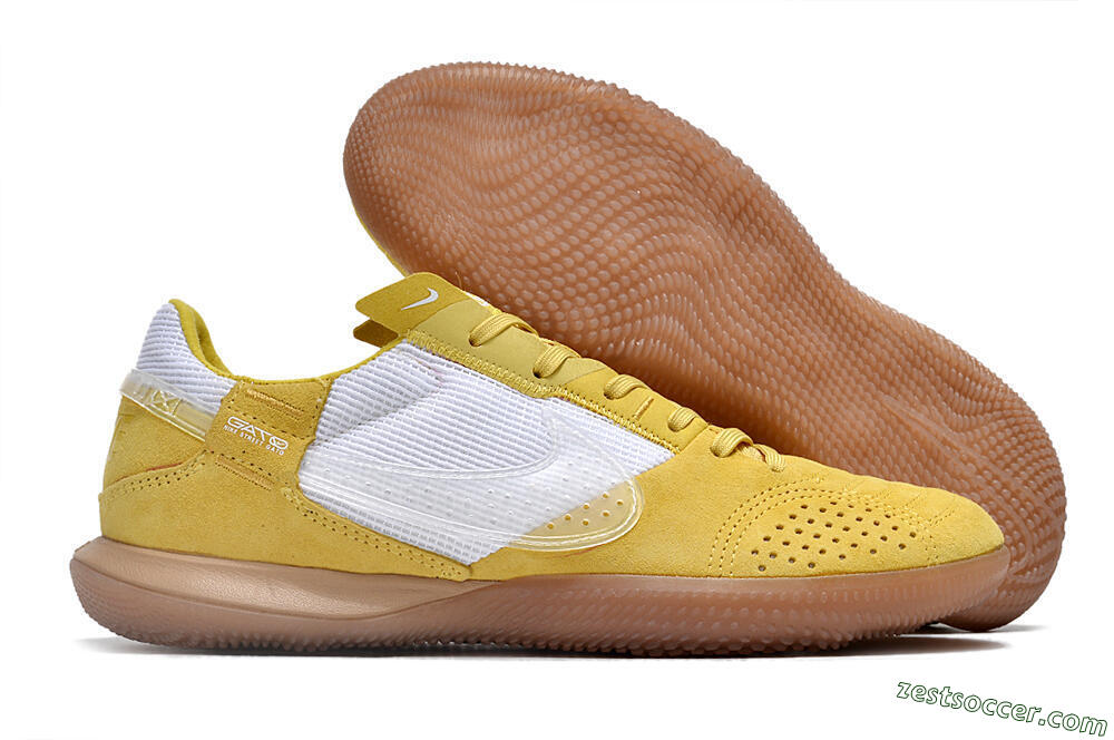 Nike Street Gato IC Low-Tops Soccer Shoes - White/Yellow/Brown 0