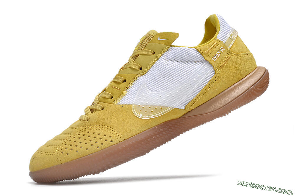 Nike Street Gato IC Low-Tops Soccer Shoes - White/Yellow/Brown 6