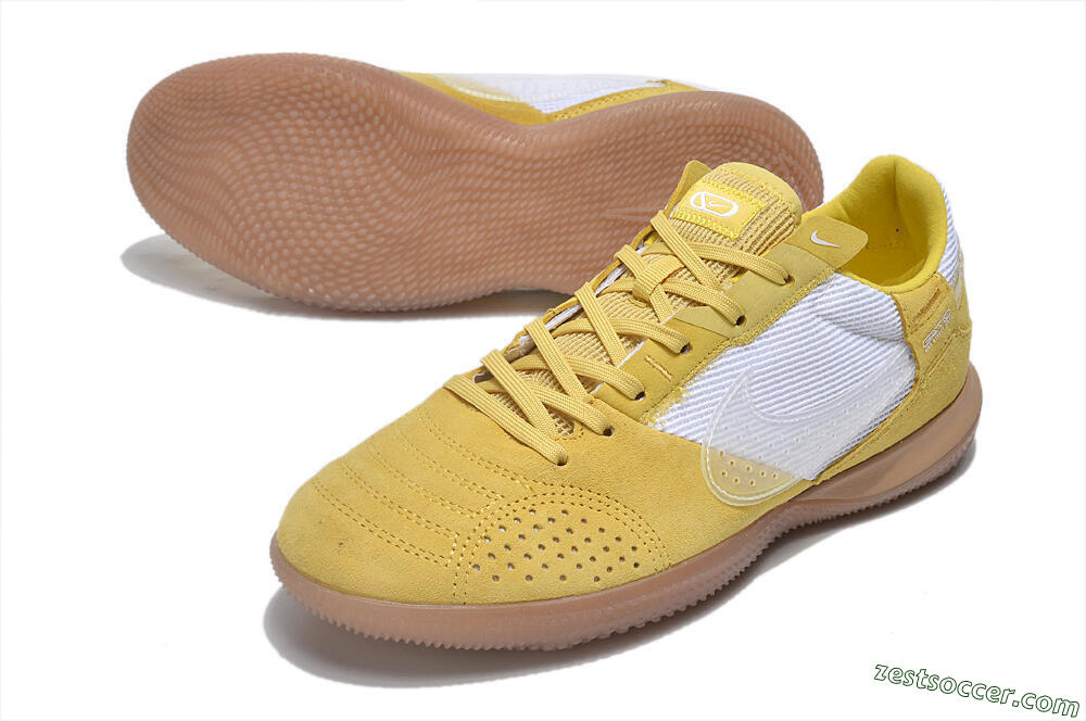 Nike Street Gato IC Low-Tops Soccer Shoes - White/Yellow/Brown 3