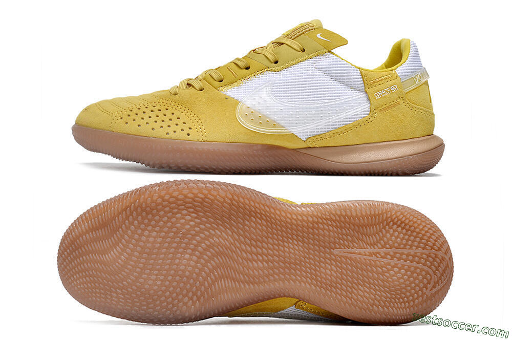 Nike Street Gato IC Low-Tops Soccer Shoes - White/Yellow/Brown 1