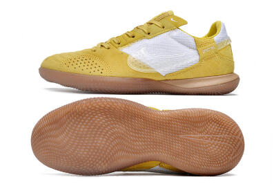 Nike Street Gato IC Low-Tops Soccer Shoes - White/Yellow/Brown