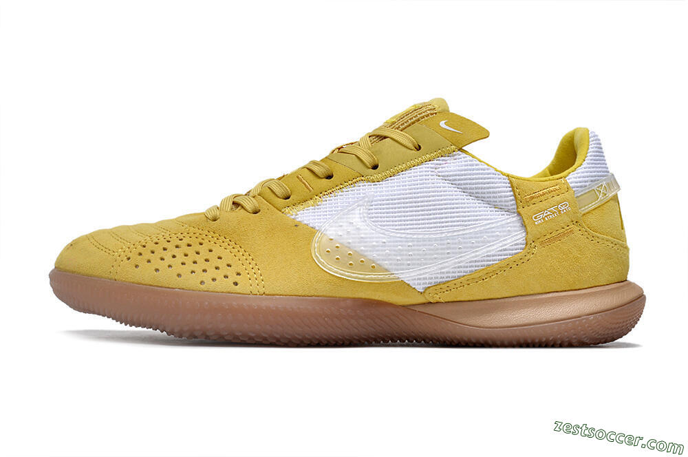 Nike Street Gato IC Low-Tops Soccer Shoes - White/Yellow/Brown 2