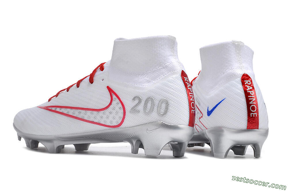 Nike Air Zoom Mercurial Superfly 9 Elite FG High-Tops Soccer Cleats - White/Red/Silver 4