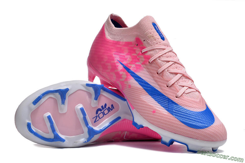 Nike Air Zoom Mercurial Vapor 15 Elite FG Low-Tops Soccer Cleats - Beige/Pink/Blue 3