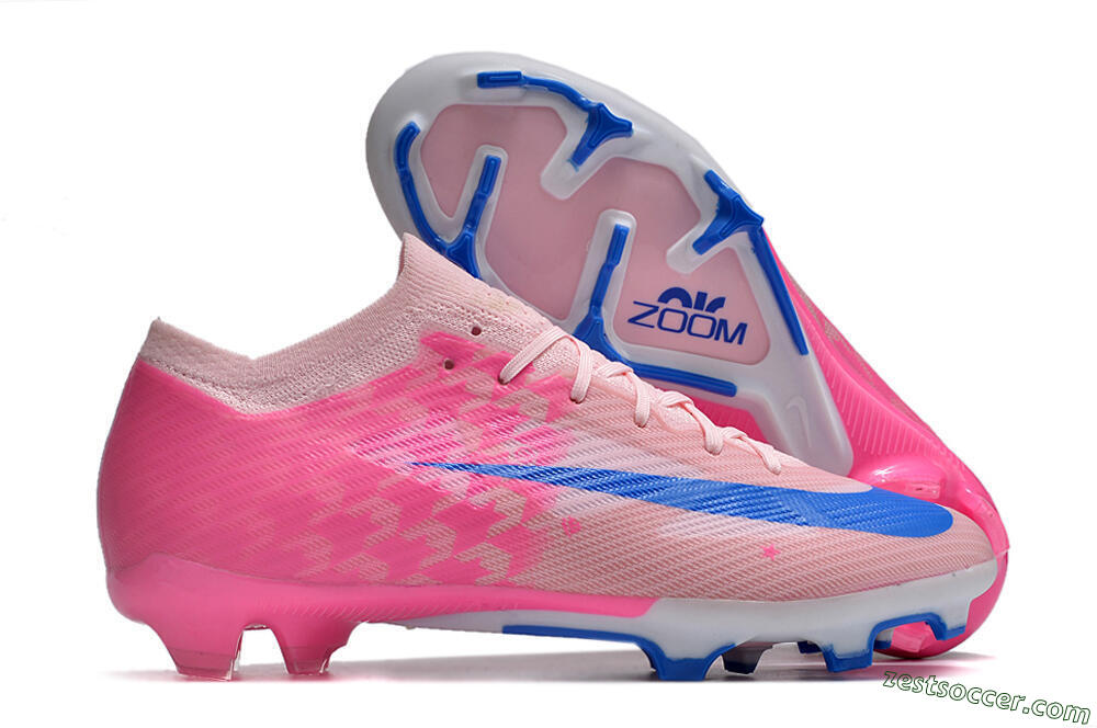 Nike Air Zoom Mercurial Vapor 15 Elite FG Low-Tops Soccer Cleats - Beige/Pink/Blue 0