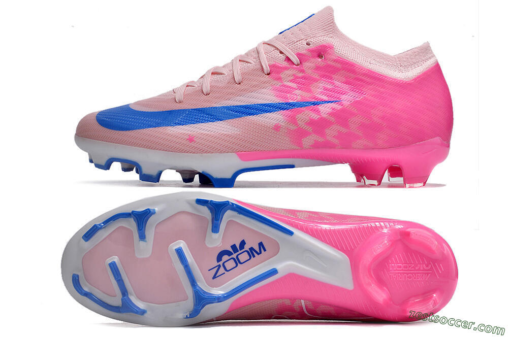 Nike Air Zoom Mercurial Vapor 15 Elite FG Low-Tops Soccer Cleats - Beige/Pink/Blue 1