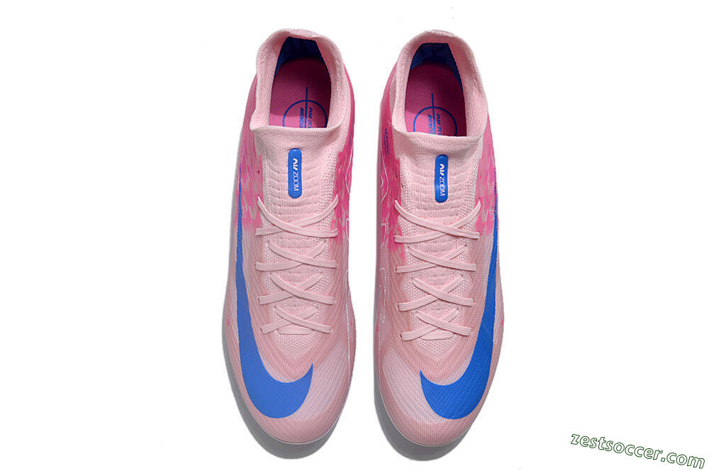 Nike Air Zoom Mercurial Superfly 9 Elite FG High-Tops Soccer Cleats - Pink/Blue/White 4