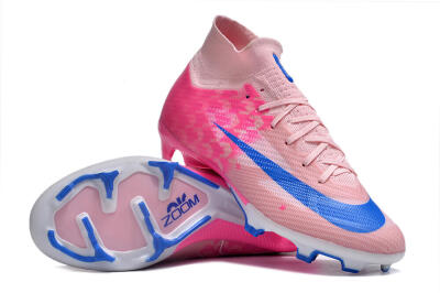 Nike Air Zoom Mercurial Superfly 9 Elite FG High-Tops Soccer Cleats - Pink/Blue/White