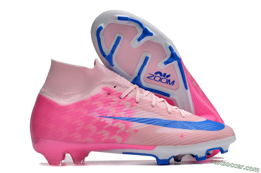 Nike Air Zoom Mercurial Superfly 9 Elite FG High-Tops Soccer Cleats - Pink/Blue/White 0