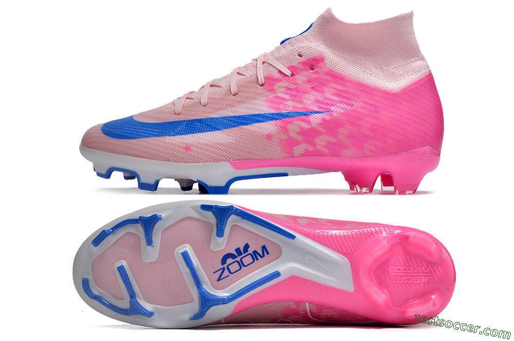 Nike Air Zoom Mercurial Superfly 9 Elite FG High-Tops Soccer Cleats - Pink/Blue/White 1