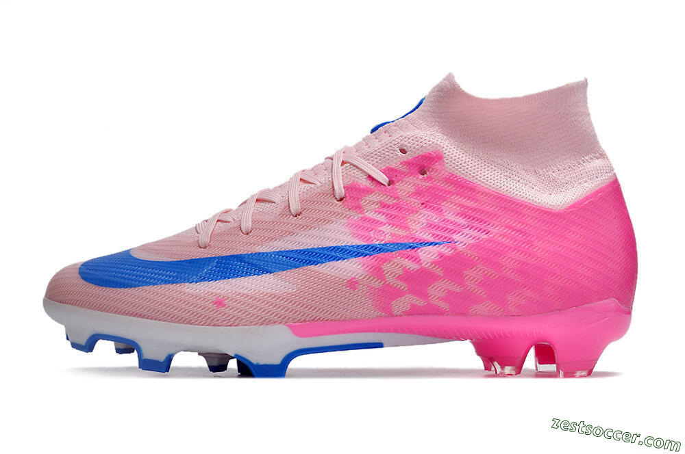 Nike Air Zoom Mercurial Superfly 9 Elite FG High-Tops Soccer Cleats - Pink/Blue/White 2